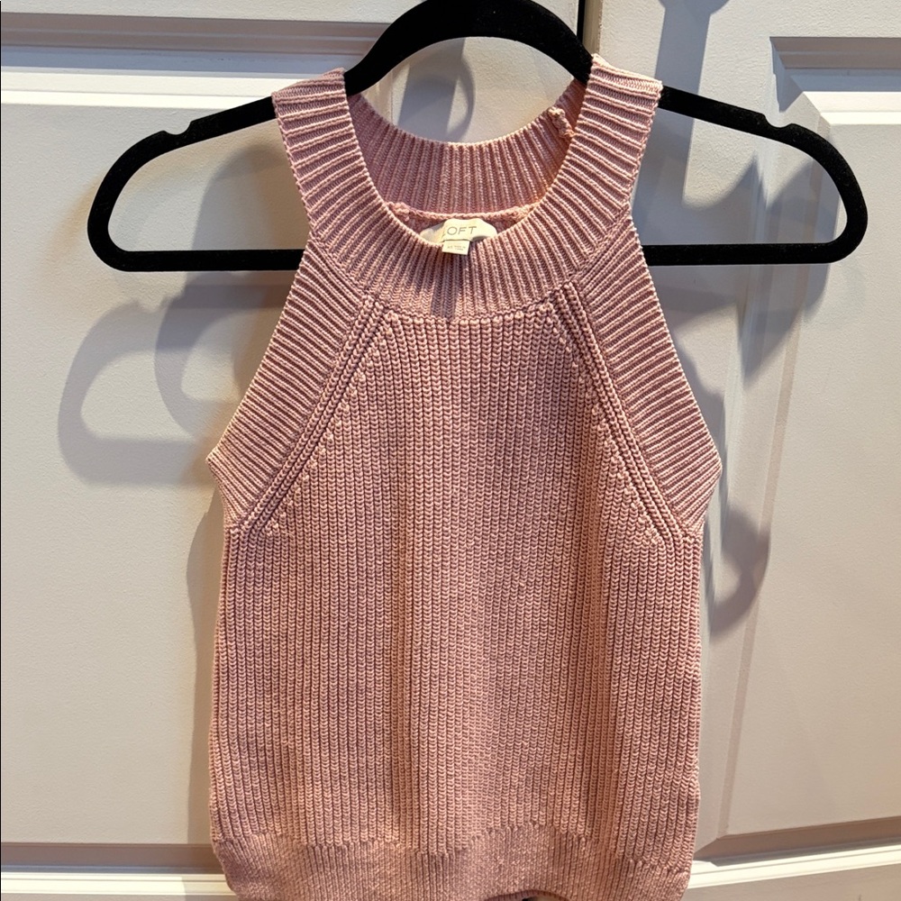 LOFT Blush Ribbed Knit Top
